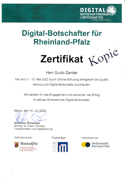 Zertifikat Digital-Botschafter RLP